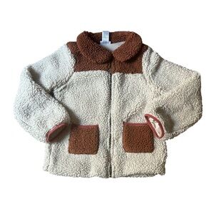 Little Lass |  Cream and Brown Sherpa Jacket